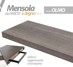 MENSOLA DA PARETE MODERNA LEGNO REGGIMENSOLA A SCOMPARSA OLMO GRIGIO 60*25*4 cm - Foto 1 di 7