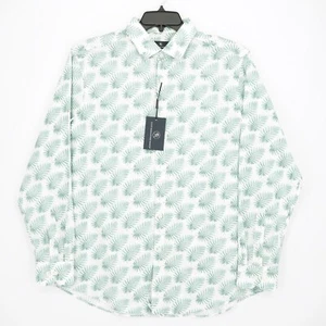 Hart Schaffner Marx langärmliges Herrenhemd L grün weiß Palmblätter neu mit Etikett $ 89,50 - Bild 1 von 12