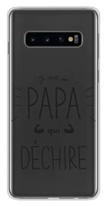 Coque en silicone imprimée compatible Samsung Galaxy S10 Plus Papa qui déchire - Photo 1 sur 3