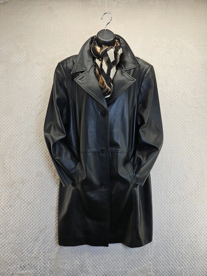 Gabardina de cuero para mujer Alfani negra suave cómoda de longitud media talla XXL mimada Foto 1 de 4