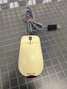 Microsoft Wheel Optical Beige Mouse USB PS2 Compatible X08-18741 - Picture 1 of 2