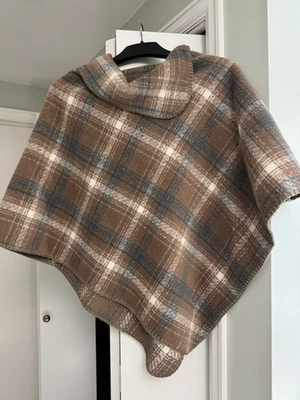 Poncho Mujer Azul Beige Marrón Talla Única Cierre a Presión Foto 1 de 4