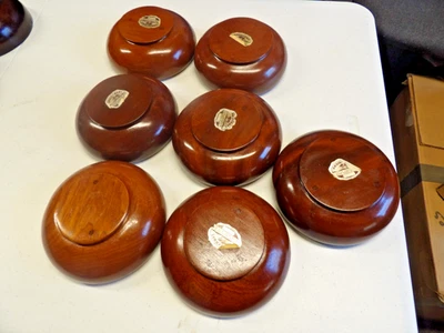 Carib Craft твердого красного дерева - салатницы лот 7-5 1/2 "диаметр 2 1/2" глубиной - Изображение 1 из 4