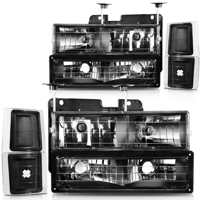 Par de faros para Chevrolet C1500 K1500 conjunto 5,0 L 1994-1999 carcasa negra Foto 1 de 4
