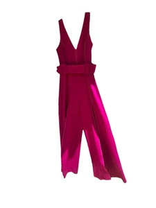 SYMPONY+ Striking Magenta Sleeveless Jumpsuit Wide Leg Sculptural Look Stretchy - Picture 1 of 8
