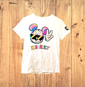 NEFF x DISNEY White Colorful Mickey Mouse Tee Sz Small T Shirt Peace Cotton - Picture 1 of 5