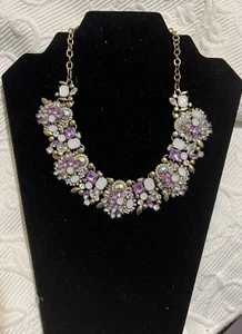 Multi Color Crystal & Rhinestones Flower Statement Necklace Collar 22 Inches - Picture 1 of 5