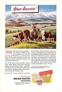 1945 Union Pacific Railroad Vtg Print Ad Your America Utah Willmarth Art Sheep - Picture 1 of 3