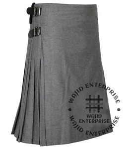 Scottish Traditional Highland Grey Wool 8 Yard Kilt 100% Wool KILTS For Men - Bild 1 von 4