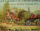 1870's-80's Roosters Card Pulling Boot Cart Jay & Smith Anchor Boot Card F90