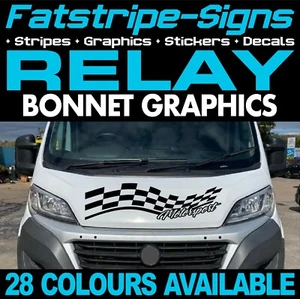 to fit CITROEN RELAY MOTORSPORT CHECKER FLAG BONNET STICKERS CAMPER VAN GRAPHICS - Picture 1 of 2