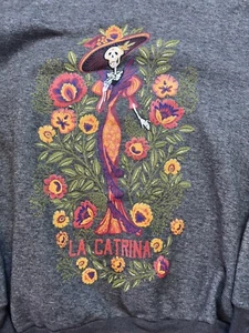 Halloween Sweatshirt Hasta Siempre Women Small Dia De Los Muertos Graphic - Picture 1 of 5