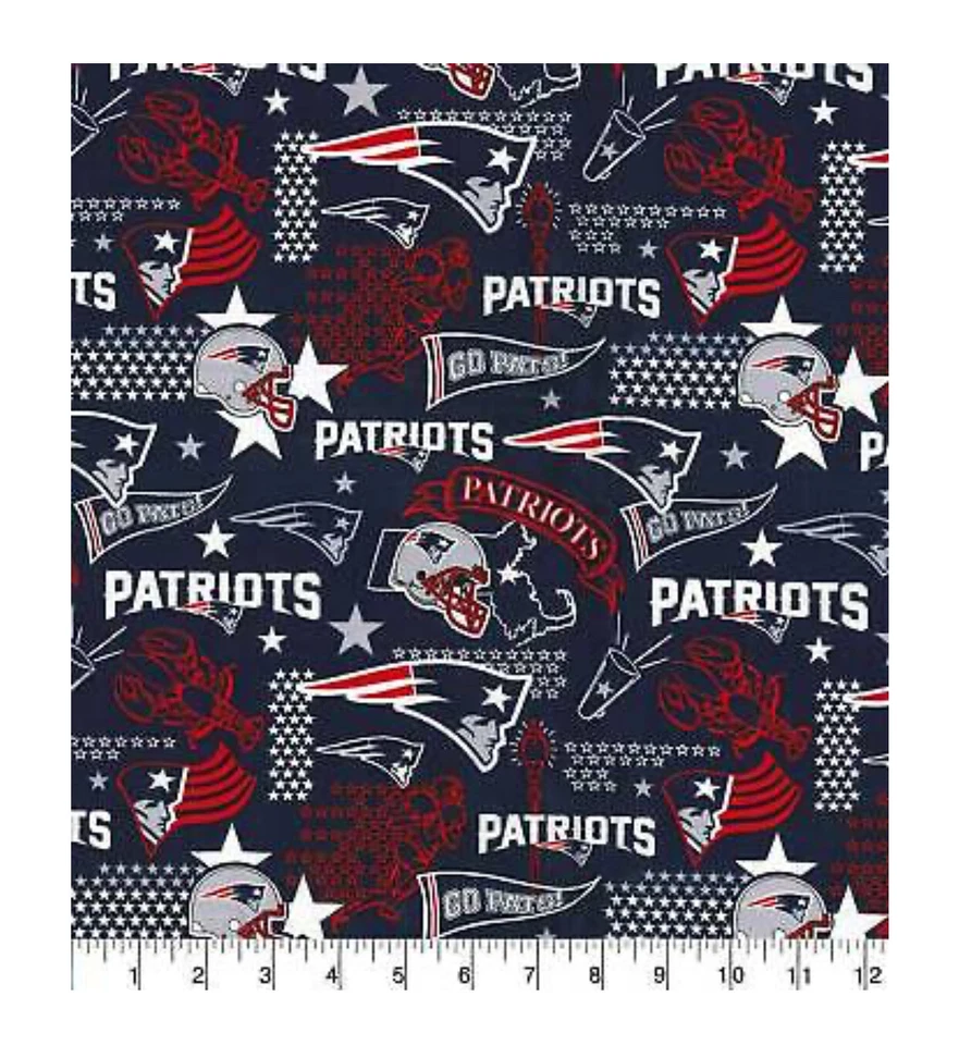 18x44” 1/2 Yard- NFL PATRIOTS New England 100% Cotton Free Shipping - Image 1 of 1