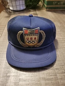 1988 Team USA Olympics trucker hat, Clutch by Drew Pearson, blue, adjustable - Picture 1 of 5