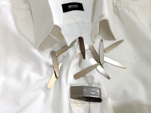 5 Pairs Stainless Steel Collar Stiffeners Stays Bones Inserts For Formal Shirt - Picture 1 of 7