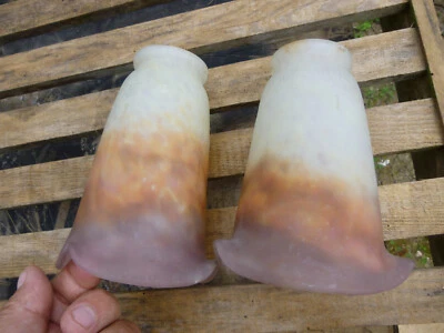 2 TULIPE DE LUSTRE APPLIQUE ART DECO PATE DE VERRE 1920  MULLER FRERES LUNEVILLE - Photo 1/4