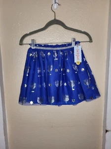 Cat & Jack Blue Silver Dreidels Chanukah Hanukkah Tutu Skirt 6/7 - Picture 1 of 4