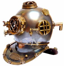 Vintage Brass Antique Helmet Deep Sea US Navy Mark V Diving Scuba Divers 18"