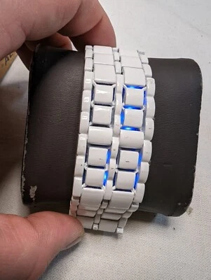 Steel Blue LED Digital Numbers Bracelet Watch - White  - Image 1 of 4