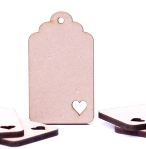 Equipaje de madera MDF etiquetas de regalo frasco etiquetas etiqueta etiquetas de boda curvas con corazón - Imagen 1 de 9