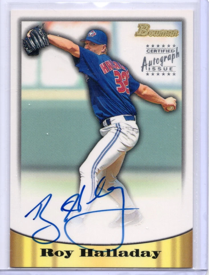 1998 Bowman Roy Halladay SILVER AUTO AUTOGRAPH RC BLUE JAYS (minor wear on back) - Image 1 of 2