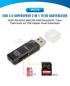 Erisin 2-in-1 USB 3.0 Kartenlesegerät Card Reader Adapter SDXC TF SDHC Micro SD - Bild 1 von 5