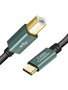 USB B to USB C 6.6 FT Printer Cable, MIDI Cable, Nylon Braided USB B to C Cord f - Picture 1 of 12