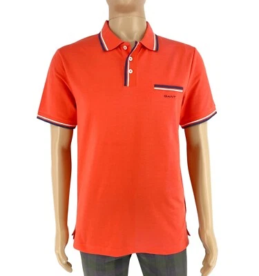 Polo de piqué de manga corta con inclinación de 2 colores naranja de GANT para hombre talla L Foto 1 de 4