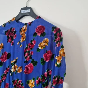 Vintage Handmade Sheer Silk & Velvet Floral Dress – Size M (Unique & Elegant) - Picture 1 of 12
