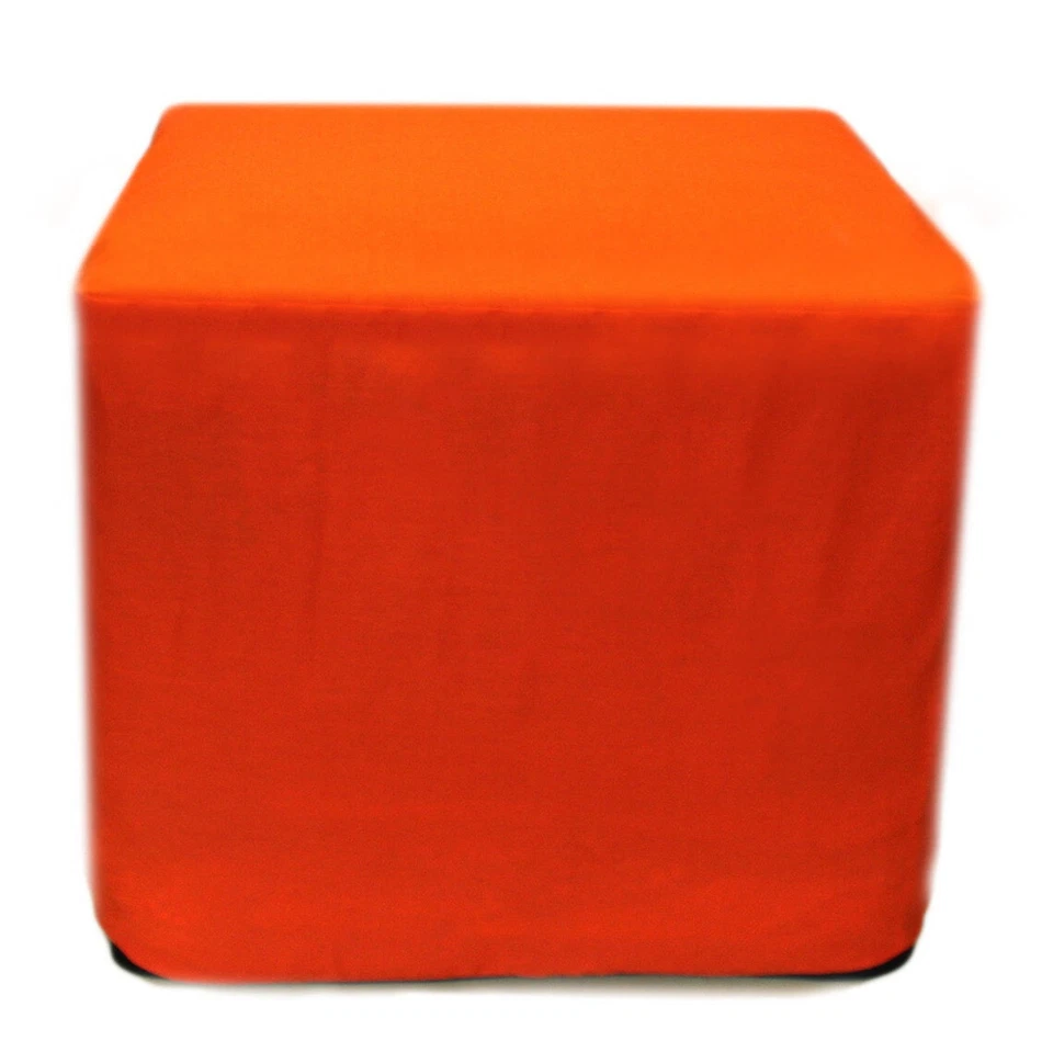 Square Ottoman Pouf Cover Orange Plain Solid Handmade Footstool Covers All Size - Image 1 of 4