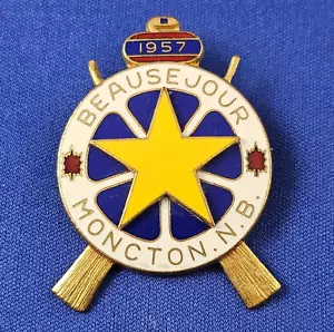 Beausejour Curling Club Founded 1957 MONCTON New Brunswick Canada Vintage Pin - Picture 1 of 5