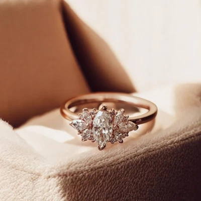 1.50 Carat IGI Certified Diamond Ring 18k Yellow Gold Lab Grown  Marquise Cut - Image 1 of 4