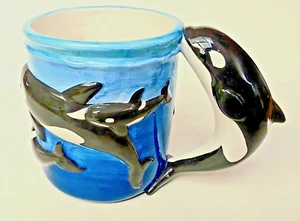 Wyland Studios Blue Whale 3D Embossed Raised Design Large Mug 4.5" NOS - Picture 1 of 11