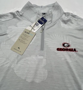 NUEVO CON ETIQUETAS Camisa Tommy Bahama Para Hombres M UGA Georgia Bulldogs Frond IslandZone 1/2 Cremallera DEFECTUOSA - Imagen 1 de 15