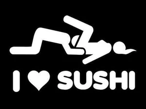 SUSHI T-SHIRT I Love Sushi PORN STAR Lesbian Mens Womens SEXY Vibrator SM-5XL - Picture 1 of 2