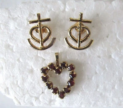 CIONDOLO CON PIETRE E ORECCHINI  IN ARGENTO/SILVER DORATO MARCHIATO 800 E 925 - Immagine 1 di 4