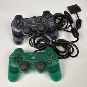 Sony PlayStation 2 PS2 DUALSHOCK 2 Controllers Emerald Green & Clear Smoke Gray 