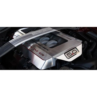 Cubierta de cubierta de motor con logotipo LED blanco para Ford Mustang GT V8 2015-2017 [pulido] Foto 1 de 4