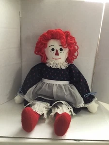Raggedy Ann Stoffpuppe 16 Zoll Handarbeit Stil Garn Haar-Kleid-Schürze SCHÖN NEU - Bild 1 von 7