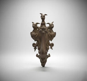 Antiker viktorianischer massiver Messing Cerberus Türklopfer - 11,5" gotische Mythologie - Bild 1 von 17