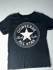 Women's Converse Classic Fit Logo T-Shirt Black Cropped Size S Sparkle - Picture 1 of 5