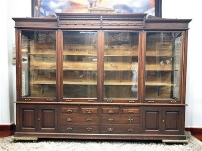 Vitrina tienda general, barra trasera mercantil boticario vintage, librería Foto 1 de 4