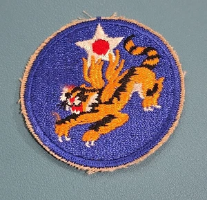 US 14th Air Force-Flying Tigers Patch-Cut Edge-Snow Back-Original WW-II-Weave* - Picture 1 of 3