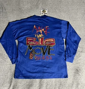 Vtg Bugle Boy T Shirt Boys Size XL NWT Blue Flame Make The Big Move Logo New - Picture 1 of 8