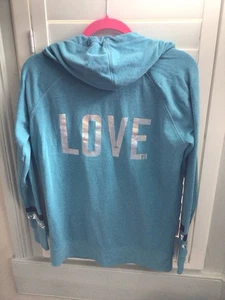 Victoria's Secret Turquoise and Silver LOVE Hoodie Size XS - Picture 1 of 6