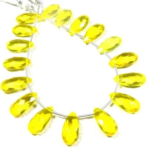 Zaffiro Giallo Idro Quarzo Vetro Sfaccettato Perline Taglio Pera 15x7mm - Foto 1 di 8