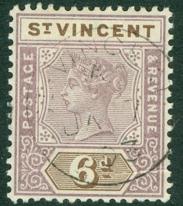 SG 73 St Vincent 1889. 6d dull mauve & brown. Very fine used CAT £50 - Picture 1 of 1