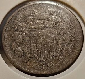 1869 Two Cent Piece 2C Ungraded Post Civil War Date US Copper Coin - FREE SHIP! - Picture 1 of 2