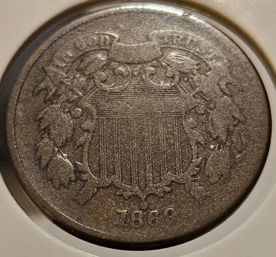 1869 Two Cent Piece 2C Ungraded Post Civil War Date US Copper Coin - FREE SHIP! - Image 1 of 2