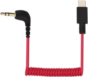 USB C to 3.5mm TRS Microphone Adapter Mic Cable, for Rode Wireless red, black - Photo 1/6